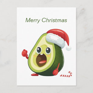 Lustiger Weihnachtsavocado mit Santa-Hut Feiertagspostkarte