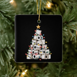 Lustiger Weihnachtsbadezimmer-Toilettenpapier-Baum Keramikornament