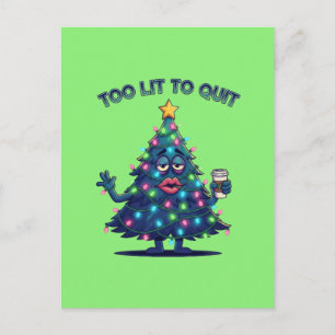 Lustiger Weihnachtsbaum-Design mit Lichtern und Ka Postkarte