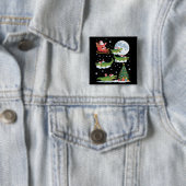 Lustiger Weihnachtsbaum mit Lichtern Santa reitet Button (Beispiel)