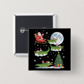Lustiger Weihnachtsbaum mit Lichtern Santa reitet Button (Vorne & Hinten)