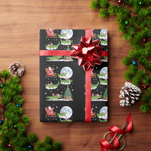 Lustiger Weihnachtsbaum mit Lichtern Santa reitet Geschenkpapier (Feiertagsgeschenk)