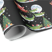 Lustiger Weihnachtsbaum mit Lichtern Santa reitet Geschenkpapier (Rolleneckpunkt)