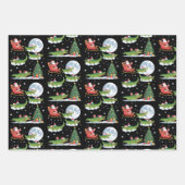 Lustiger Weihnachtsbaum mit Lichtern Santa reitet  Geschenkpapier Set (Vorderseite)