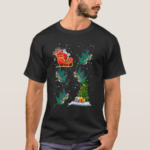 Lustiger Weihnachtsbaum mit Lichtern Santa reitet  T-Shirt