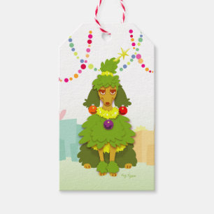Lustiger Weihnachtsbaum-Pudel Geschenkanhänger