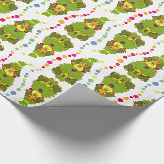 Lustiger Weihnachtsbaum-Pudel Geschenkpapier (Ecke)