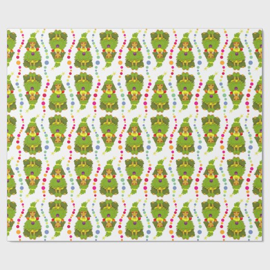 Lustiger Weihnachtsbaum-Pudel Geschenkpapier (Flach)