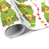 Lustiger Weihnachtsbaum-Pudel Geschenkpapier (Rolleneckpunkt)