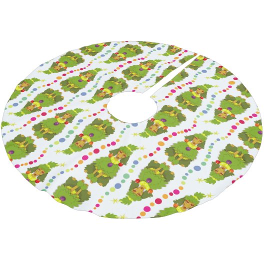 Lustiger Weihnachtsbaum-Pudel Polyester Weihnachtsbaumdecke (Schrägansicht)