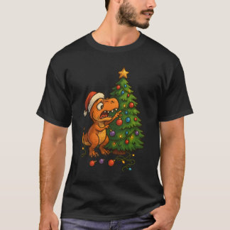 Lustiger Weihnachtsbaum-Zerstörer-Dinosaurier zum T-Shirt