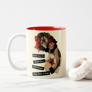 Lustiger Weihnachtsbesucher im Vintage-Look Zweifarbige Tasse