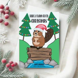 Lustiger Weihnachtsbiber-Damm-Weihnachten Feiertagskarte