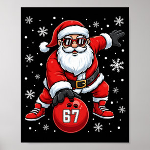 Lustiger Weihnachtsbowling cooler Santa Claus 6 7  Poster