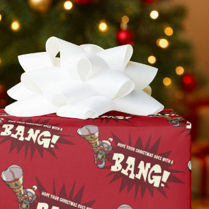 Lustiger Weihnachtsbuschbaby-Weihnachtsbonbon-Knal Geschenkpapier