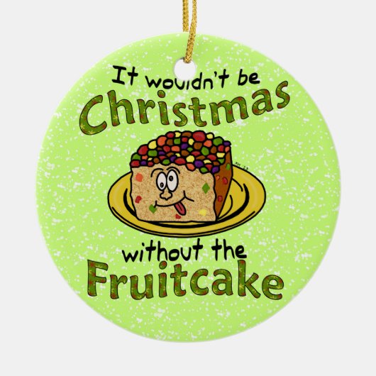 Lustiger WeihnachtsCartoon-Fruchtkuchen Keramikornament (Vorne)