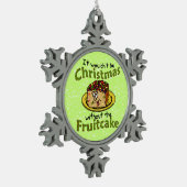 Lustiger WeihnachtsCartoon-Fruchtkuchen Schneeflocken Zinn-Ornament (Links)