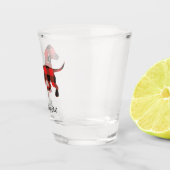 Lustiger WeihnachtsDackel-Flanell kariert Schnapsglas (Rechts)