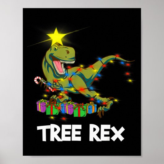 Lustiger Weihnachtsdinosaurier Baum Rex Männer Fra Poster (Vorne)