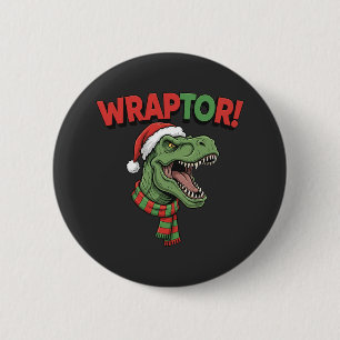 Lustiger Weihnachtsdinosaurier WRAPTOR T-Rex Santa Button