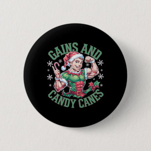 Lustiger Weihnachtself-Gym-Workout-Zuwachs und Can Button