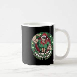 Lustiger Weihnachtself-Gym-Workout-Zuwachs und Can Kaffeetasse