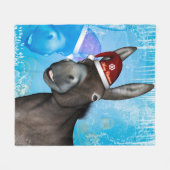 Lustiger Weihnachtsesel mit Weihnachtshut Fleecedecke (Vorderseite (Horizontal))