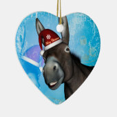 Lustiger Weihnachtsesel mit Weihnachtshut Keramikornament (Rechts)