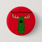 Lustiger Weihnachtsessiggurken-Elch-Cartoon Button (Vorderseite)
