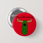 Lustiger Weihnachtsessiggurken-Elch-Cartoon Button (Vorne & Hinten)