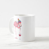 Lustiger Weihnachtsflamingo mit Wein Kaffeetasse (Vorderseite Links)