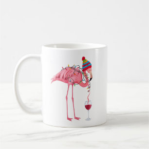 Lustiger Weihnachtsflamingo mit Wein Kaffeetasse