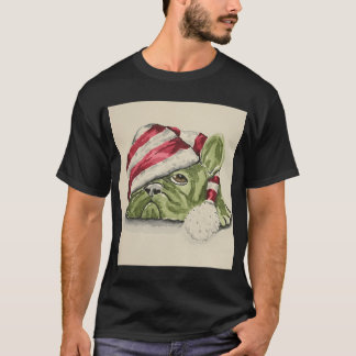 Lustiger Weihnachtsfranzösische Bulldogge in Santa T-Shirt