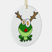 Lustiger Weihnachtsfrosch als Ren Keramik Ornament (Rechts)