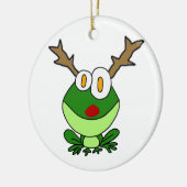 Lustiger Weihnachtsfrosch als Ren Keramik Ornament (Links)