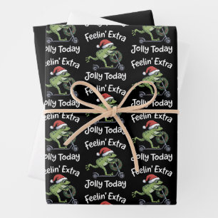 Lustiger Weihnachtsfrosch fühlt sich heute besonde Geschenkpapier Set