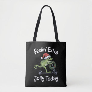 Lustiger Weihnachtsfrosch fühlt sich heute besonde Tasche
