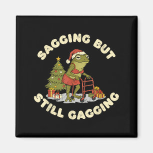 Lustiger Weihnachtsfrosch hängt, aber würgt immer  Magnet