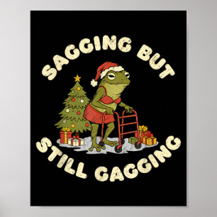 Lustiger Weihnachtsfrosch hängt durch, aber würgt Poster