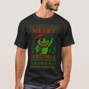 Lustiger Weihnachtsfrosch Meme Resistmas Feiertags T-Shirt