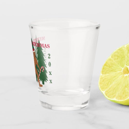Lustiger WeihnachtsGeek Sankt Squatch Schnapsglas (Rechts)