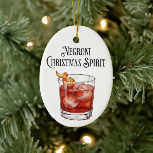 Lustiger Weihnachtsgeist Negroni Feiertags-Cocktai Keramik Ornament