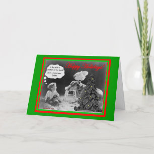 Lustiger Weihnachtsgruß mit Hund, Huhn und Kind Feiertagskarte