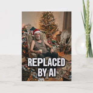 Lustiger Weihnachtsgruß: Santa gibt auf und wird d Karte