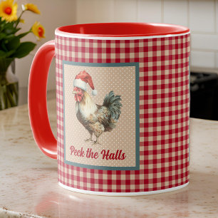 Lustiger Weihnachtshahn pick die Hallen Farmhouse Tasse