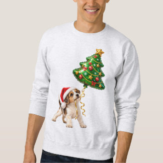 Lustiger Weihnachtshund mit Baum-Ballon Sweatshirt
