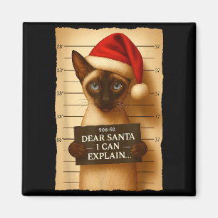 Lustiger Weihnachtskatze - Süße Siamese-Santa-Hut- Magnet