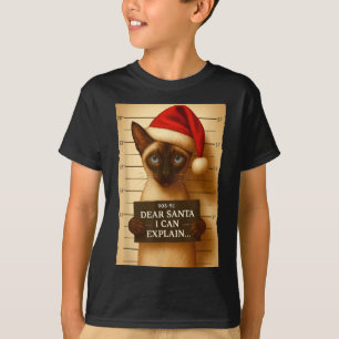 Lustiger Weihnachtskatze - Süße Siamkatze mit Sant T-Shirt