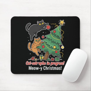 Lustiger Weihnachtskatzen-Mauspad - Katastrophe im Mousepad