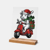 Lustiger Weihnachtskuh-Fahr-Roller im Vintage-Desi Acrylschild (Winkel)